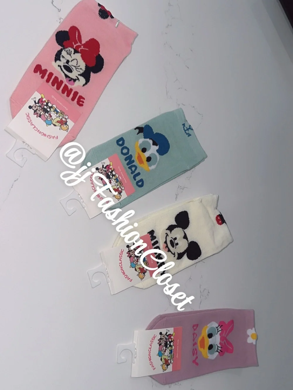 Kids Character Crew Socks - Pink, Light Blue, White, Lilac